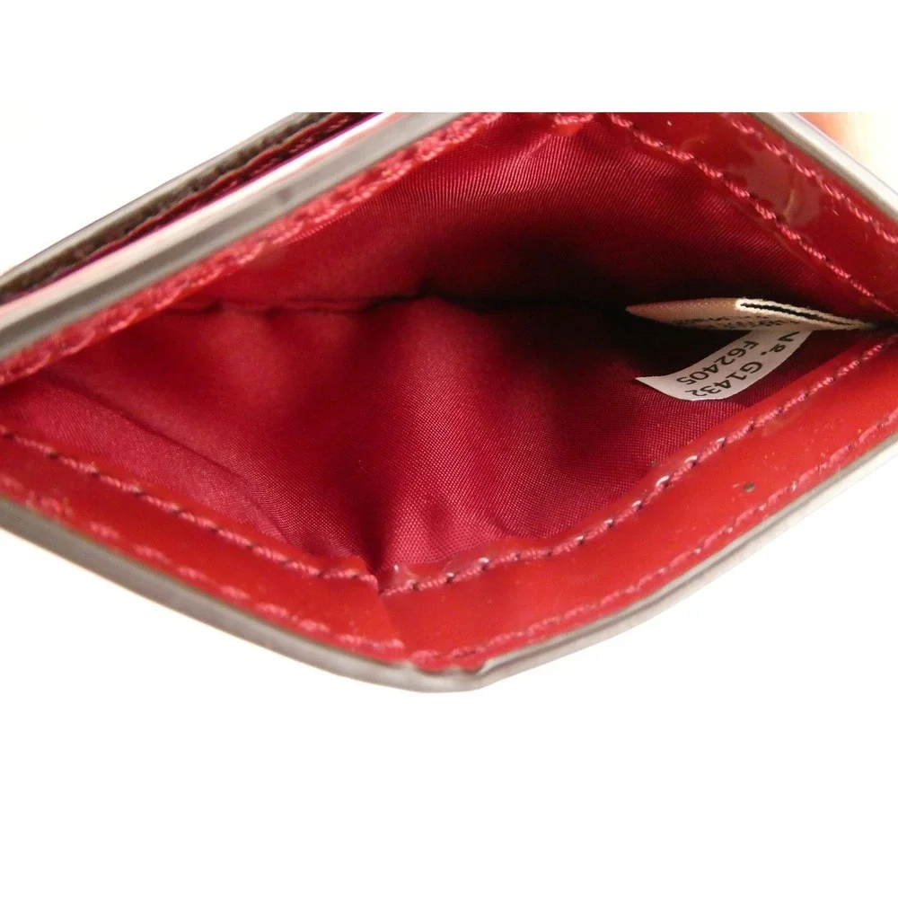 Coach‎ Signature Perforated Embossed Red Liquid Gloss Card Case